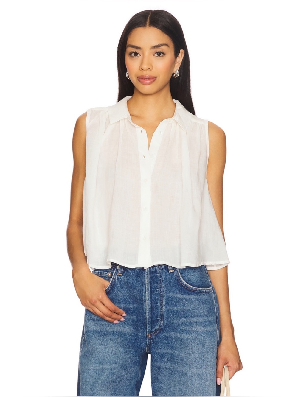 CITIZENS OF HUMANITY | Ambrose Sleeveless Ramie Top in Vanilla, Size Medium